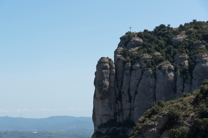 A cross on the top of Montserrat