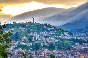 Panecillo hill during a cloudy sunset