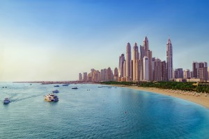 Beach and Skyline of Dubai Marina