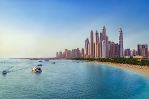 Beach and Skyline of Dubai Marina