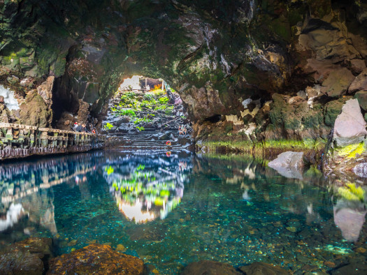 Beautiful cave in Jameos del Agua, Lanzarote, Canary Islands, Spain