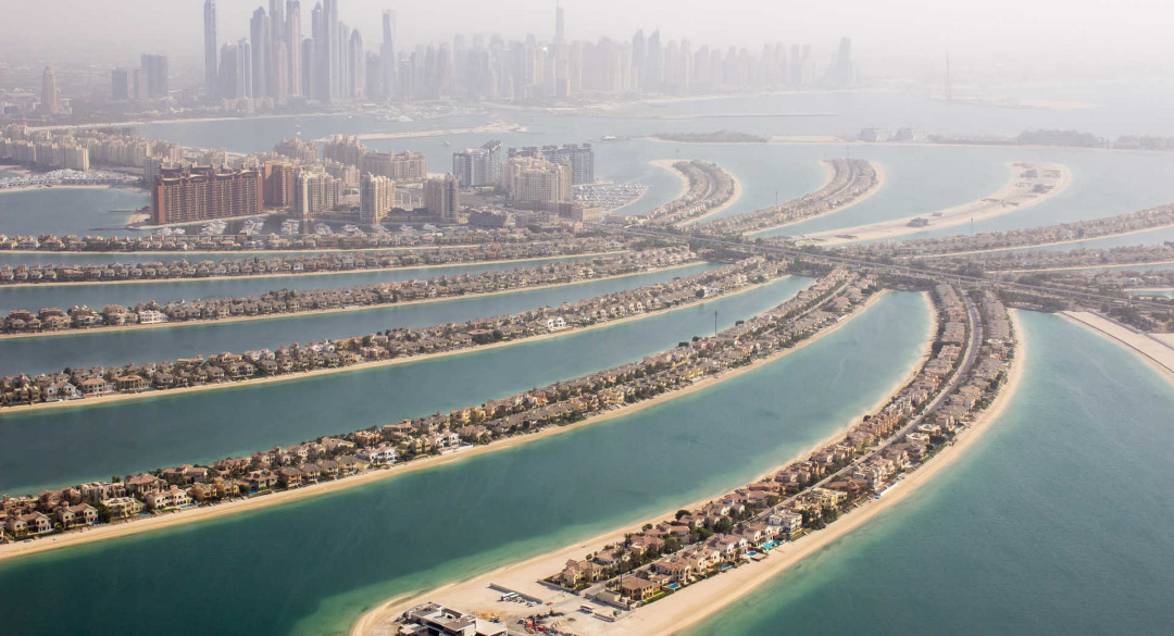 Vista de las Islas Palmeras en Dubai.