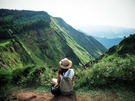 woman traveler in azores