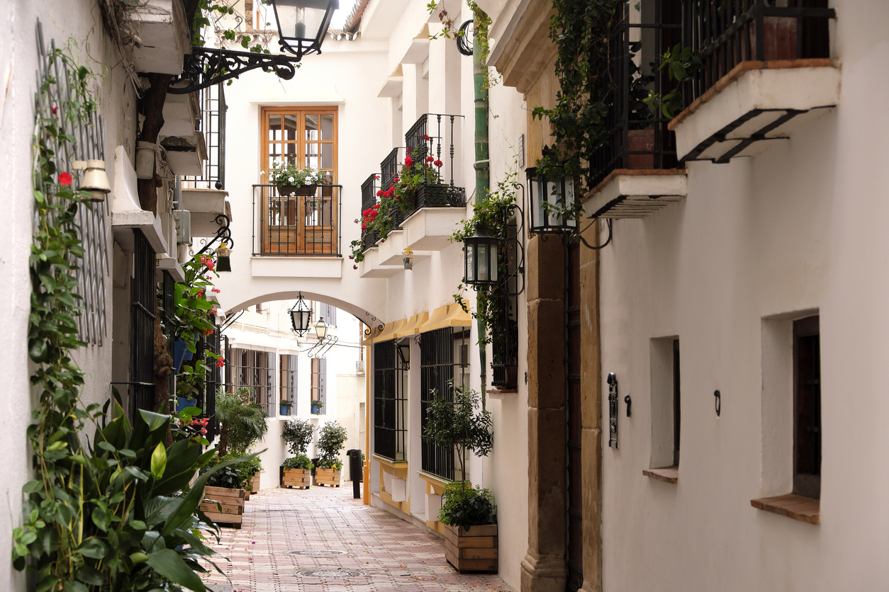 Marbella old town Andalucia Spain typical Spanish village whitewashed houses